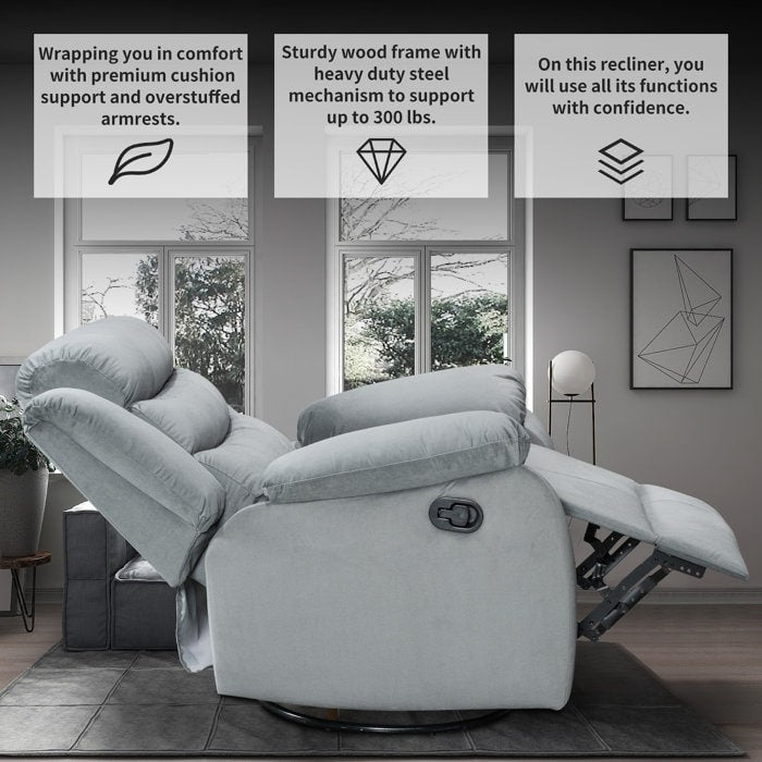 Poltrona reclinabile standard con funzione di oscillazione e rotazione per il soggiorno