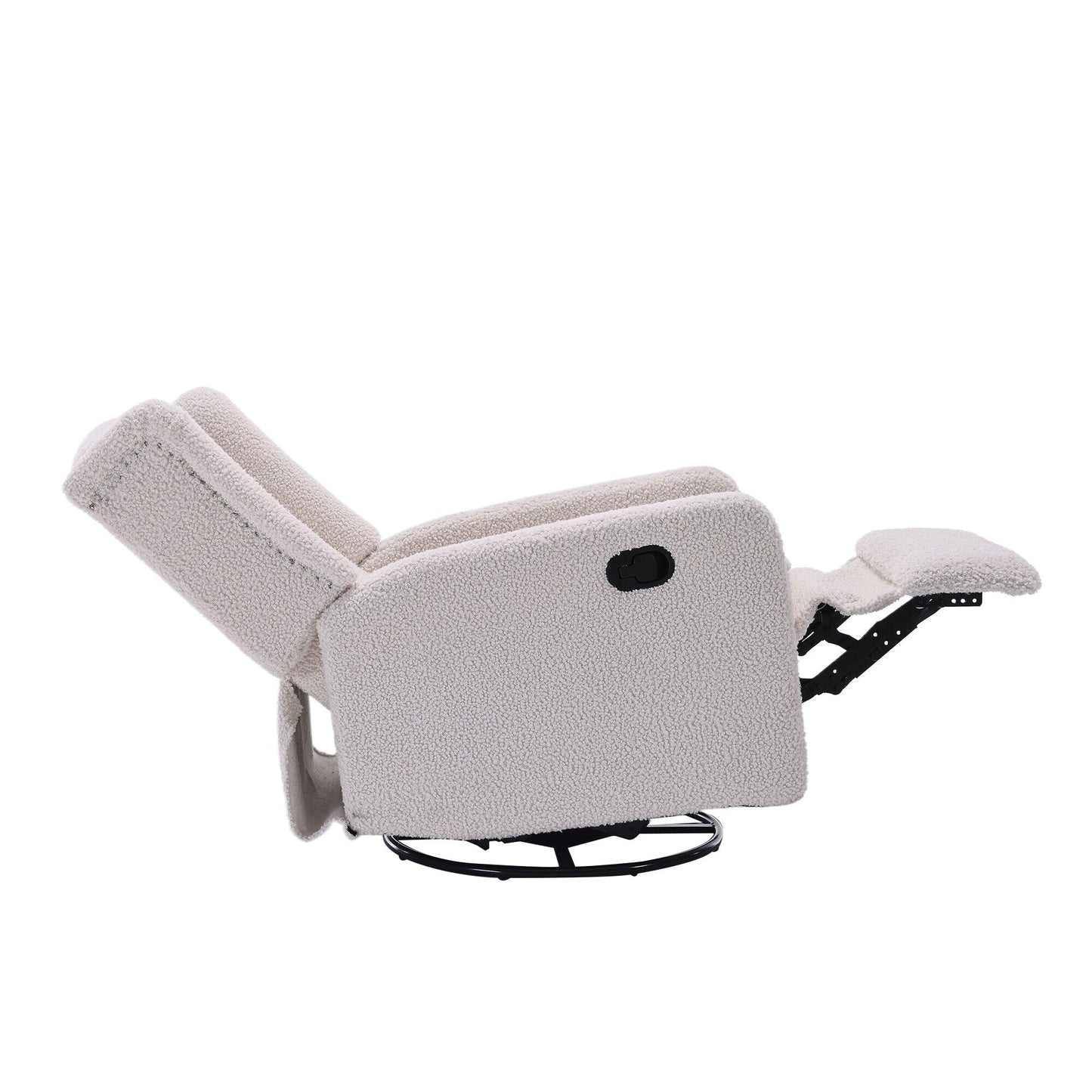 Poltrona reclinabile girevole senza braccioli in tessuto di dimensioni standard con rotazione a 360°, funzione di reclinazione e base scorrevole