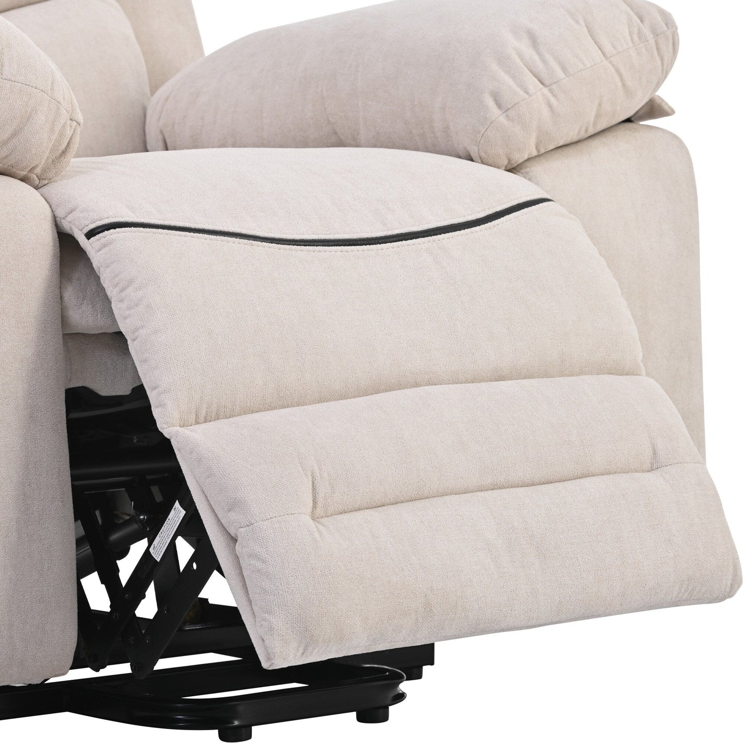 Poltrona reclinabile elettrica in lino di dimensioni standard con massaggio, riscaldamento e tasca portaoggetti laterale