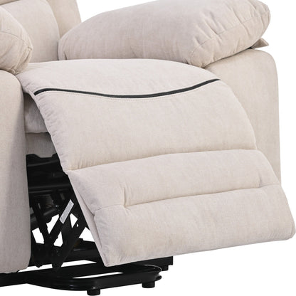 Poltrona reclinabile elettrica in lino di dimensioni standard con massaggio, riscaldamento e tasca portaoggetti laterale