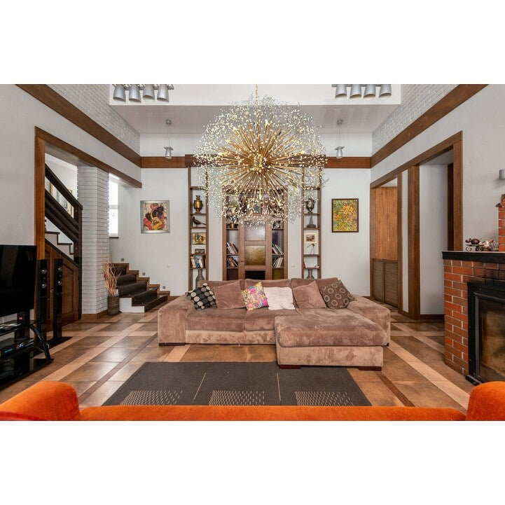 Lampadario Starburst da 47 pollici di larghezza, lampadario in cristallo