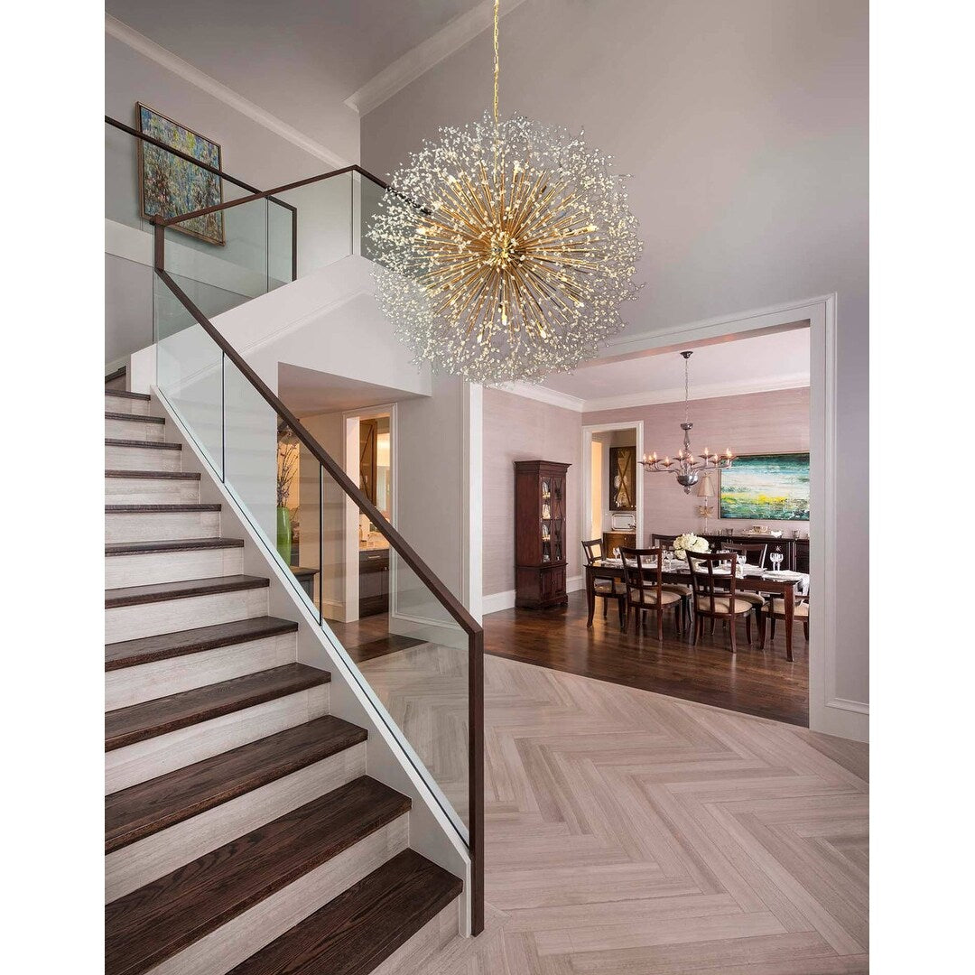Lampadario Starburst da 47 pollici di larghezza, lampadario in cristallo
