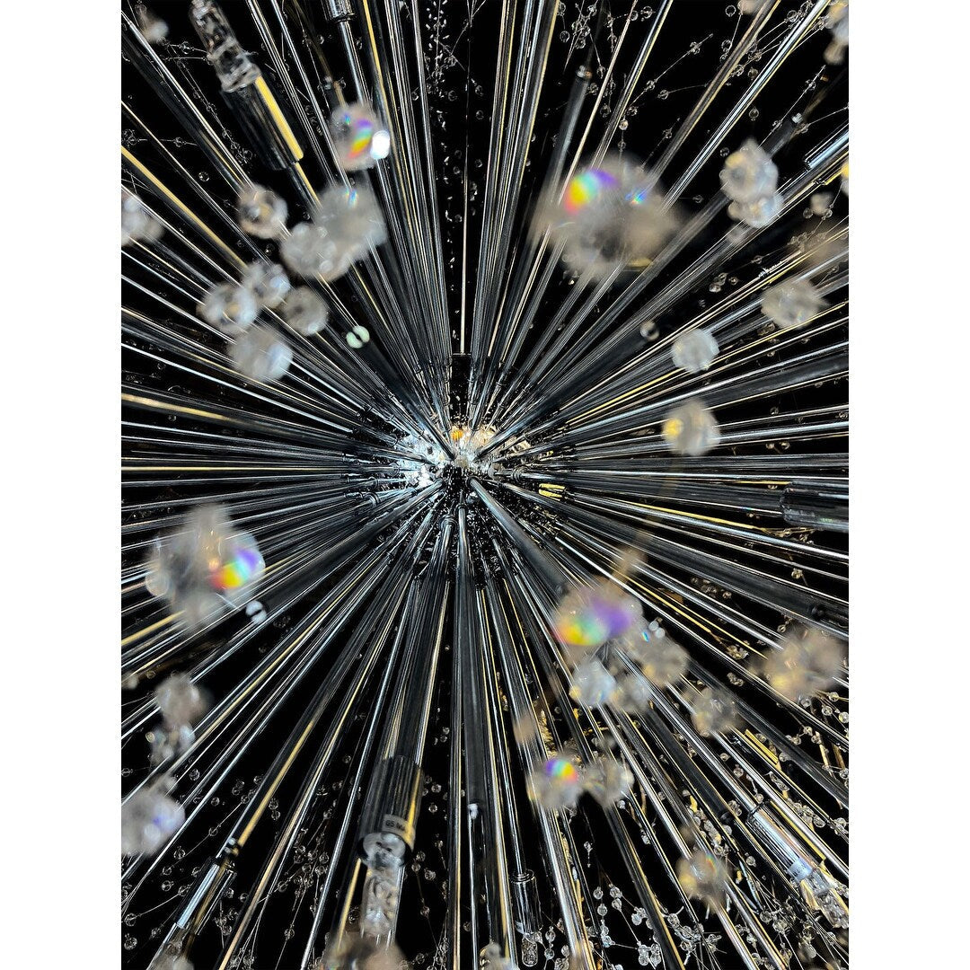Lampadario Starburst da 47 pollici di larghezza, lampadario in cristallo