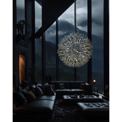 Lampadario Starburst da 47 pollici di larghezza, lampadario in cristallo