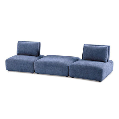 Set di divani modulari Stavan a 2 posti, seduta in ciniglia blu con profondità regolabile