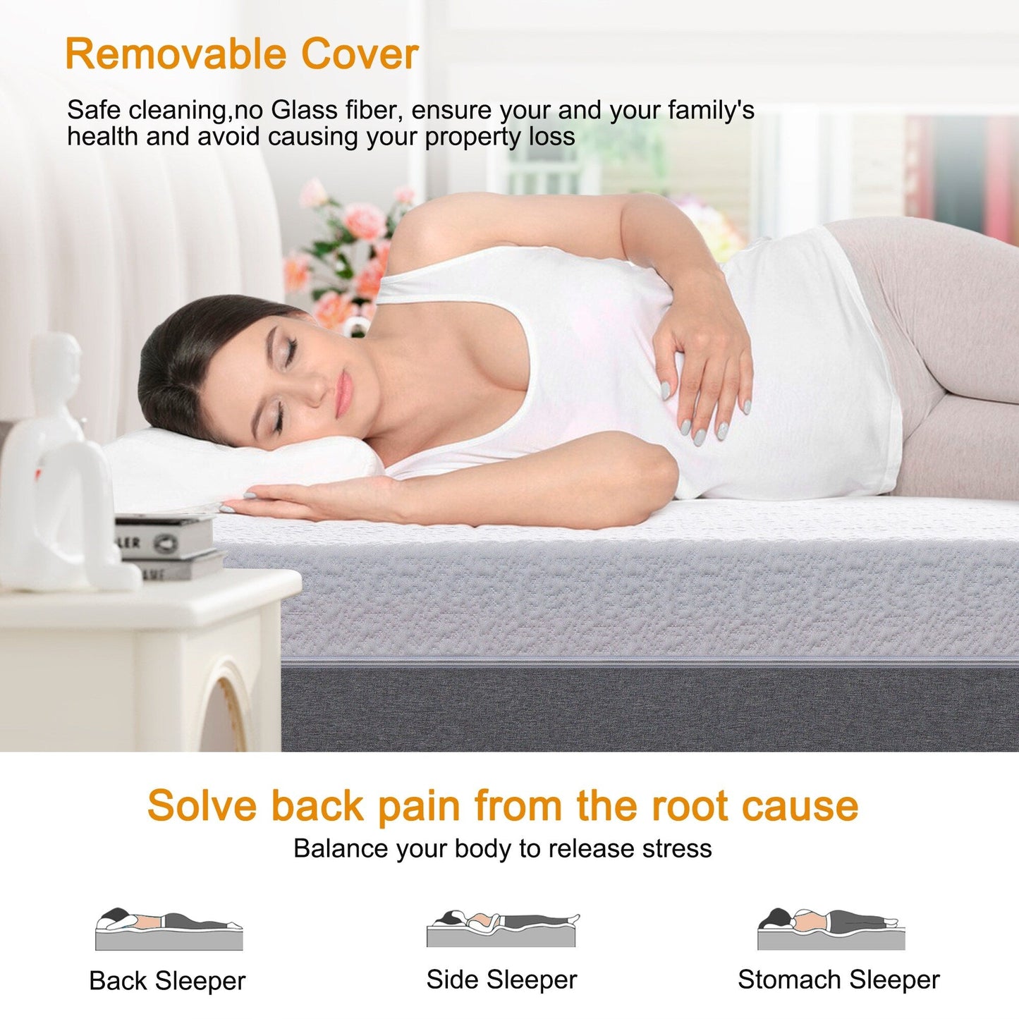 Materasso in memory foam rinfrescante Stiku da 12 pollici per un buon sonno, materasso in una scatola