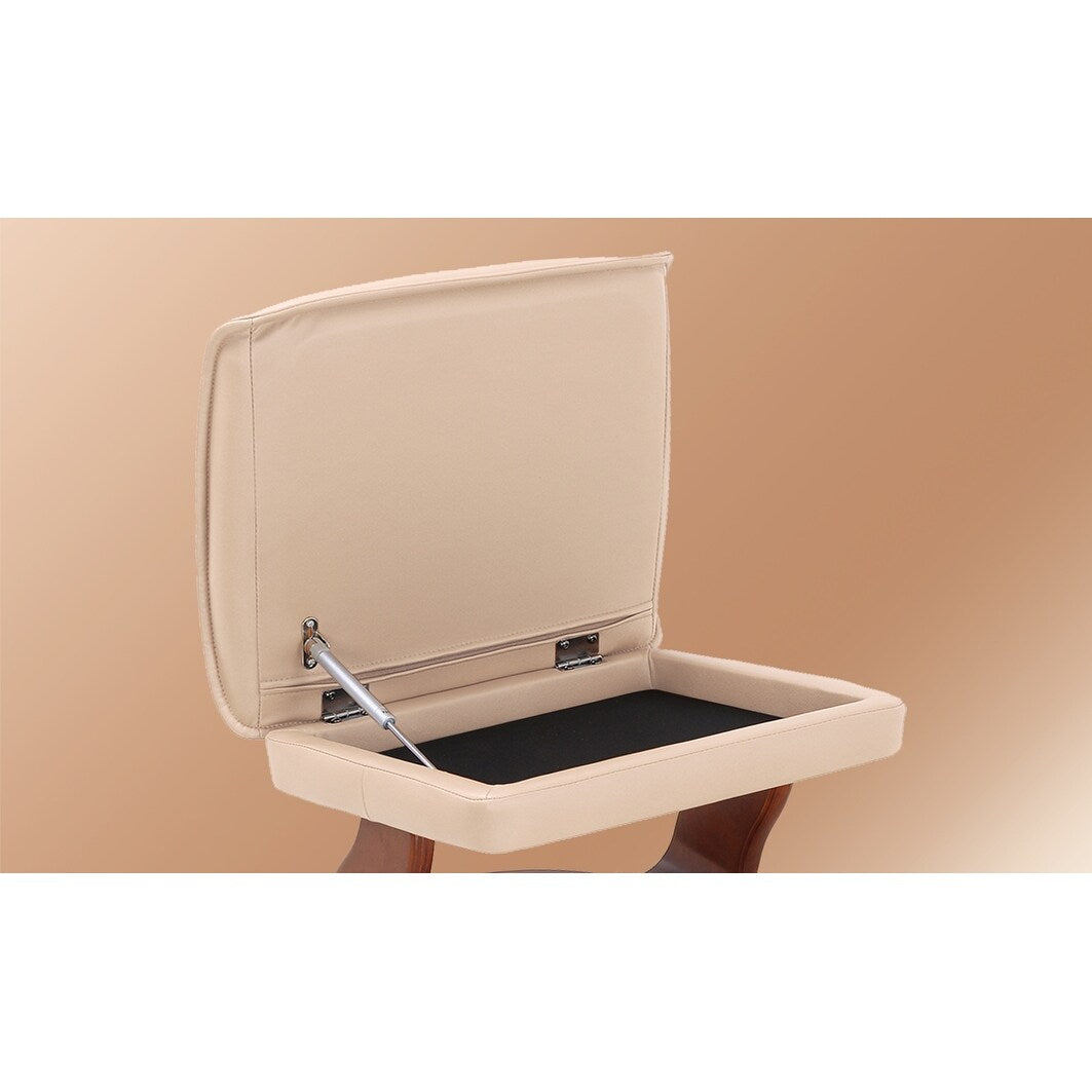 Poltrona reclinabile girevole in pelle con pouf contenitore abbinato