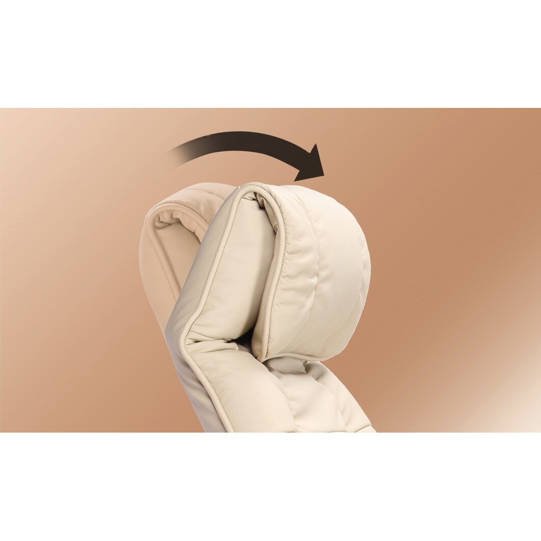 Poltrona reclinabile girevole in pelle con pouf contenitore abbinato