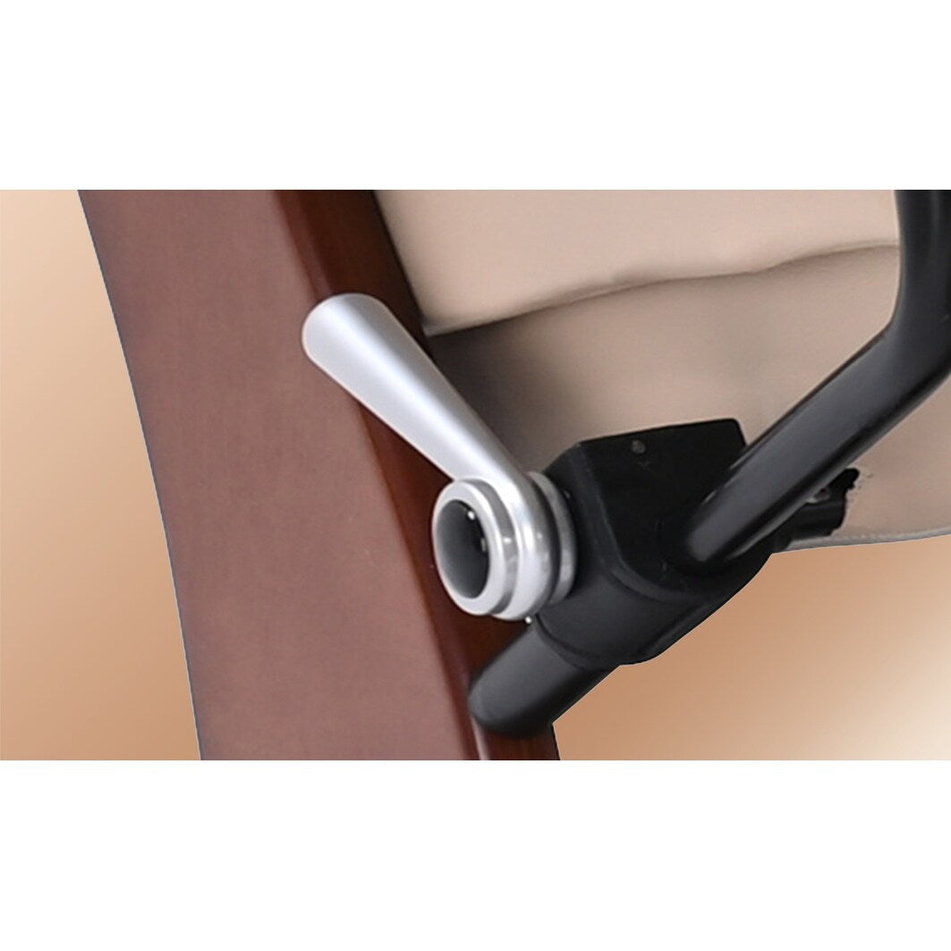 Poltrona reclinabile girevole in pelle con pouf contenitore abbinato