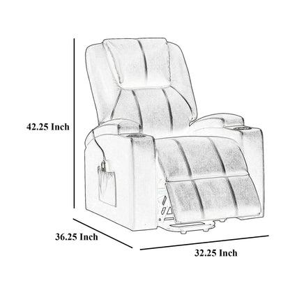 Poltrona reclinabile Stoy Power Lift, massaggio, 36 pollici, similpelle marrone