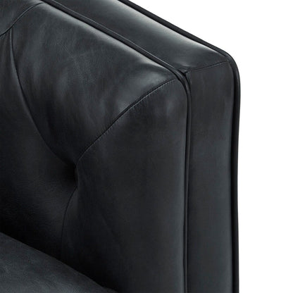 Divano a due posti Tullio in pelle nera con bottoni trapuntati di iNSPIRE Q Modern - Divano