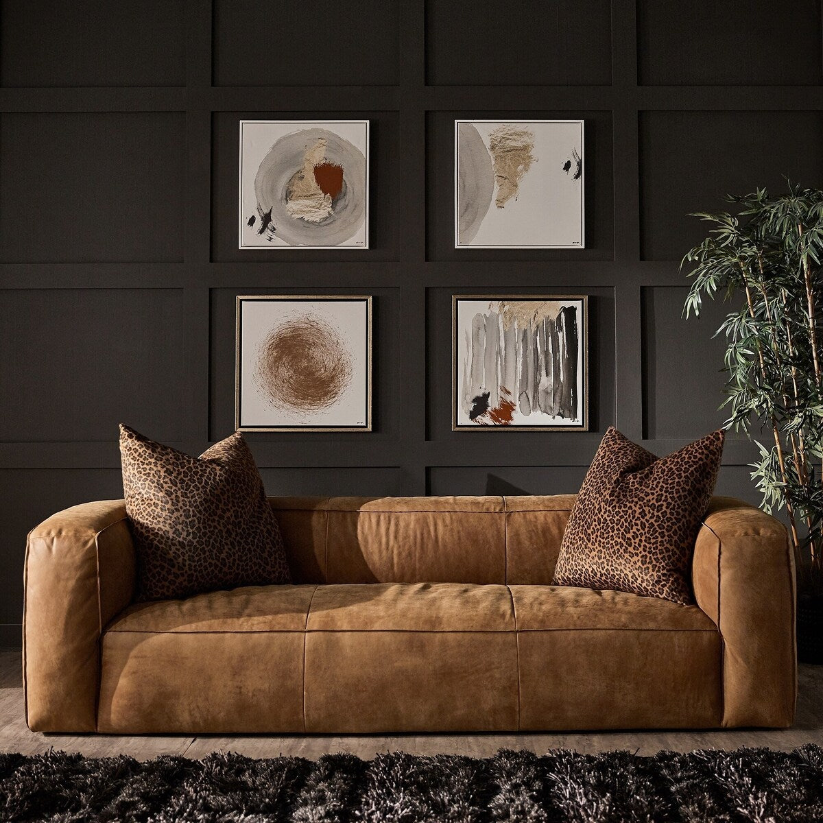 Divano in pelle Divya Outback Tan di iNSPIRE Q Modern