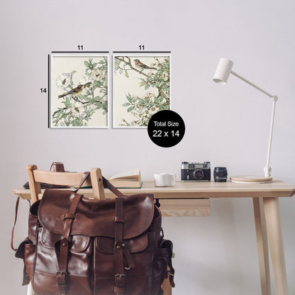 Stupell Classic Sparrow on Blossoms, set di 2 pezzi con cornice Giclée, design di Nan