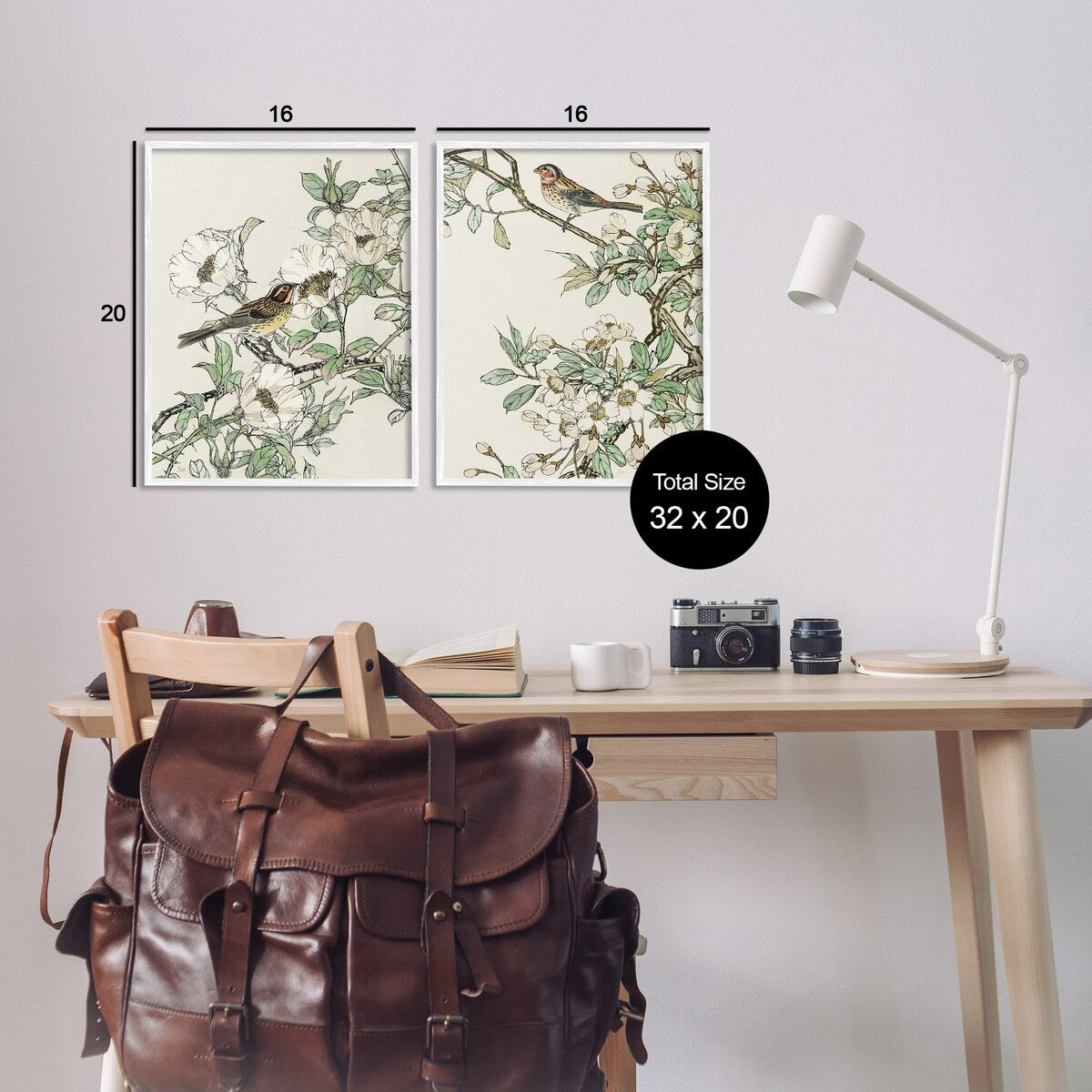 Stupell Classic Sparrow on Blossoms, set di 2 pezzi con cornice Giclée, design di Nan