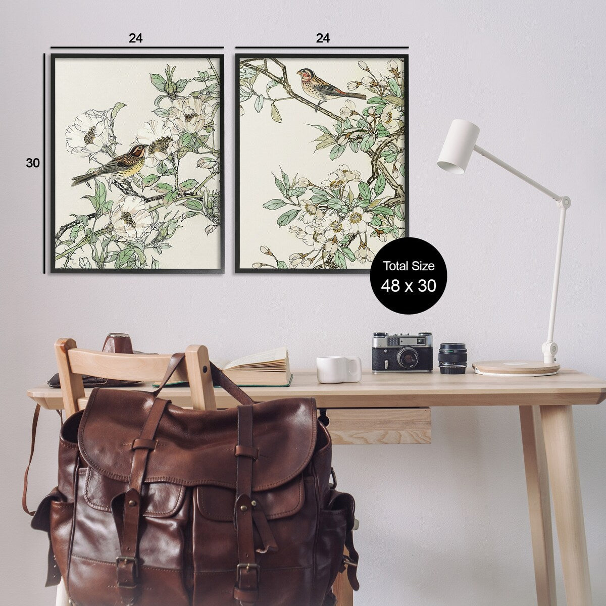Stupell Classic Sparrow on Blossoms, set di 2 pezzi con cornice Giclée, design di Nan