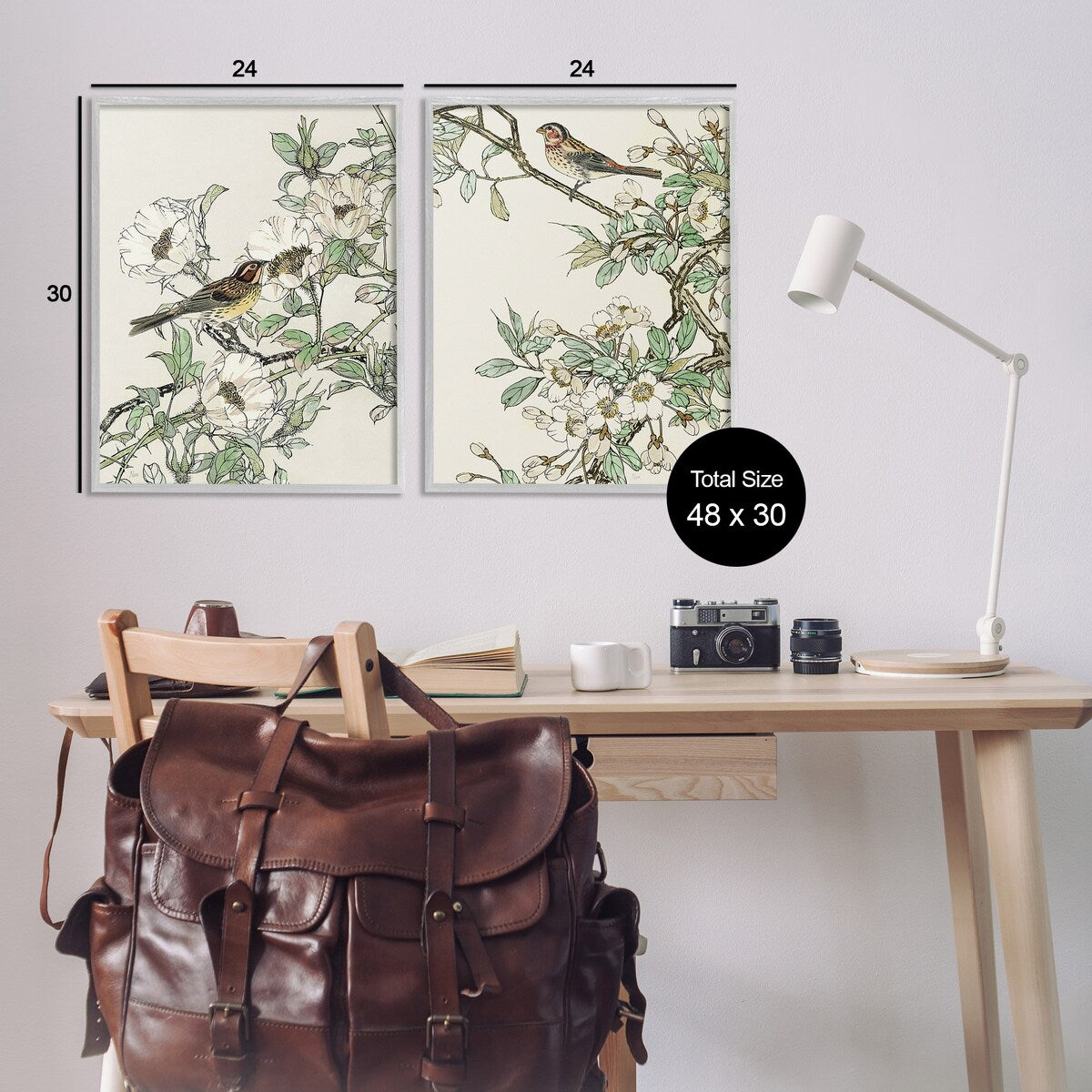 Stupell Classic Sparrow on Blossoms, set di 2 pezzi con cornice Giclée, design di Nan