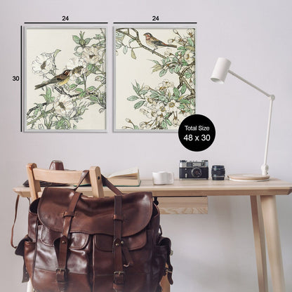 Stupell Classic Sparrow on Blossoms, set di 2 pezzi con cornice Giclée, design di Nan