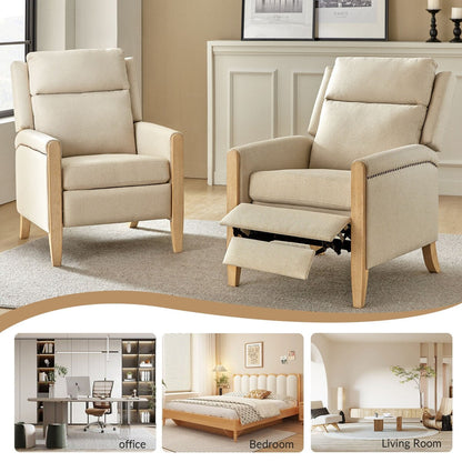 Poltrona reclinabile manuale Suares Transitional Nailhead con gambe in legno massello, set da 2 di HULALA HOME