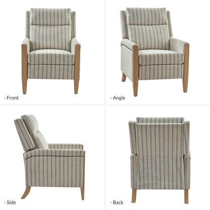 Poltrona reclinabile manuale Suares Transitional Nailhead con gambe in legno massello, set da 2 di HULALA HOME