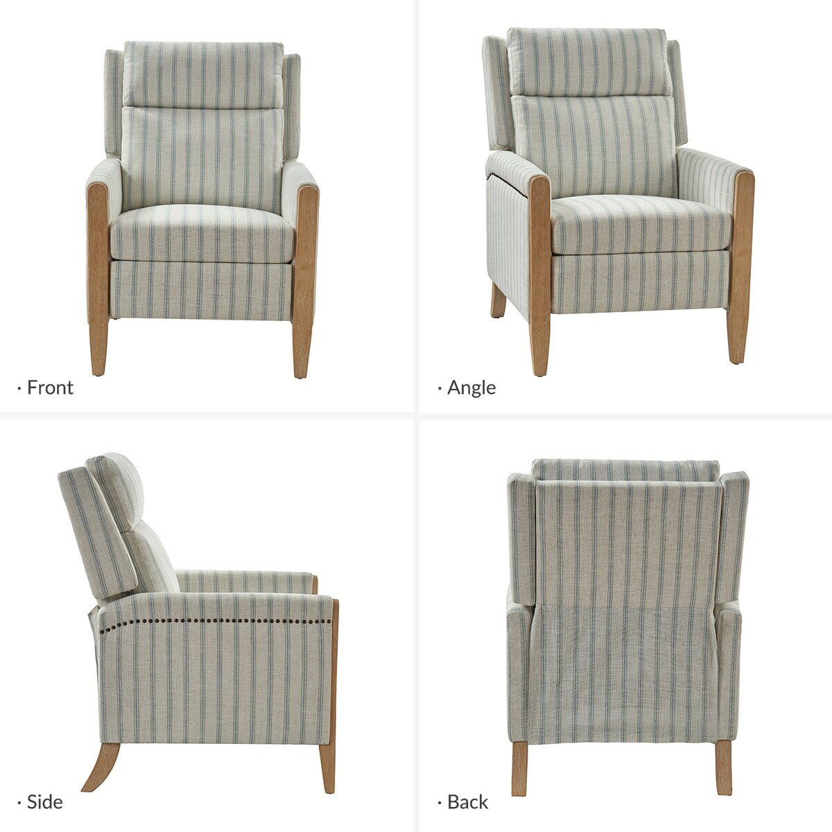 Poltrona reclinabile manuale Suares Transitional Nailhead con gambe in legno massello, set da 2 di HULALA HOME