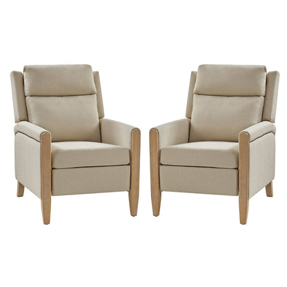 Poltrona reclinabile manuale Suares Transitional Nailhead con gambe in legno massello, set da 2 di HULALA HOME
