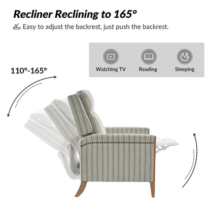 Poltrona reclinabile manuale Suares Transitional Nailhead con gambe in legno massello di HULALA HOME