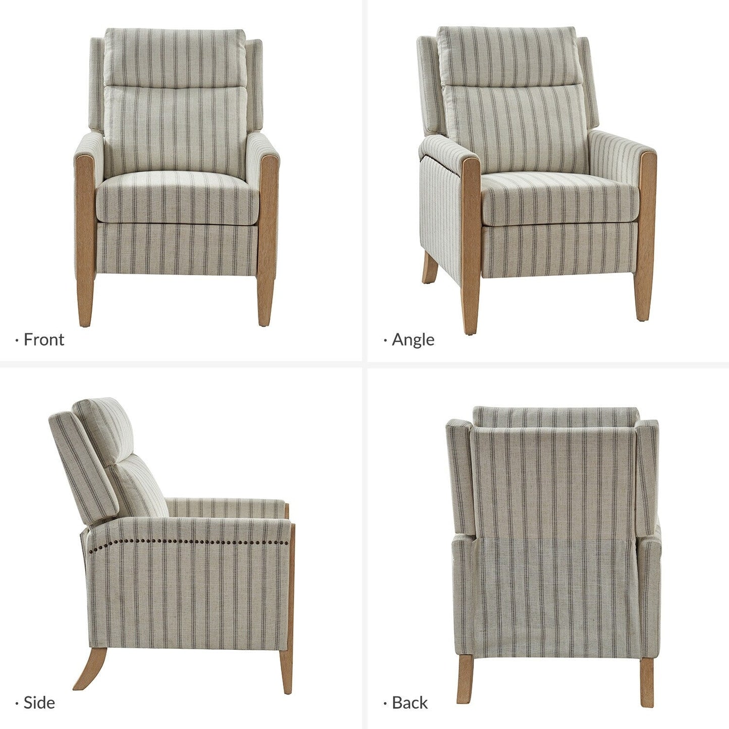 Poltrona reclinabile manuale Suares Transitional Nailhead con gambe in legno massello di HULALA HOME