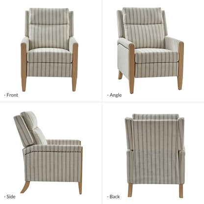 Poltrona reclinabile manuale Suares Transitional Nailhead con gambe in legno massello di HULALA HOME