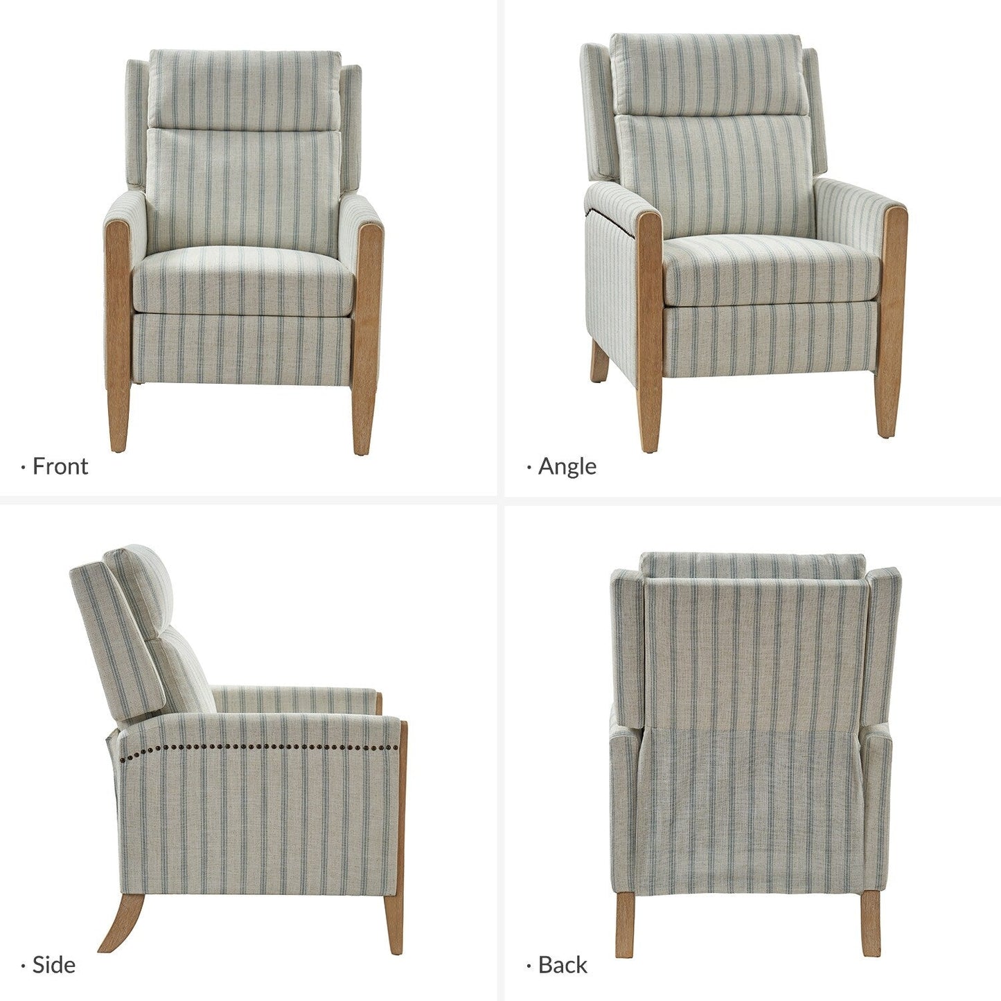 Poltrona reclinabile manuale Suares Transitional Nailhead con gambe in legno massello di HULALA HOME