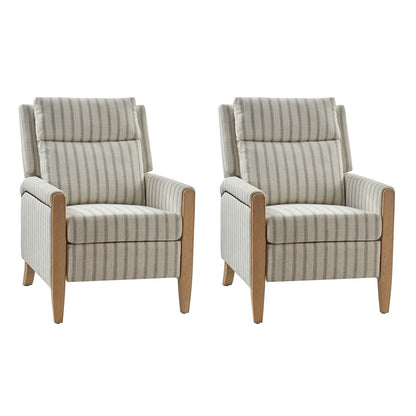 Poltrona reclinabile manuale Suares Transitional Nailhead con gambe in legno massello, set da 2 di HULALA HOME
