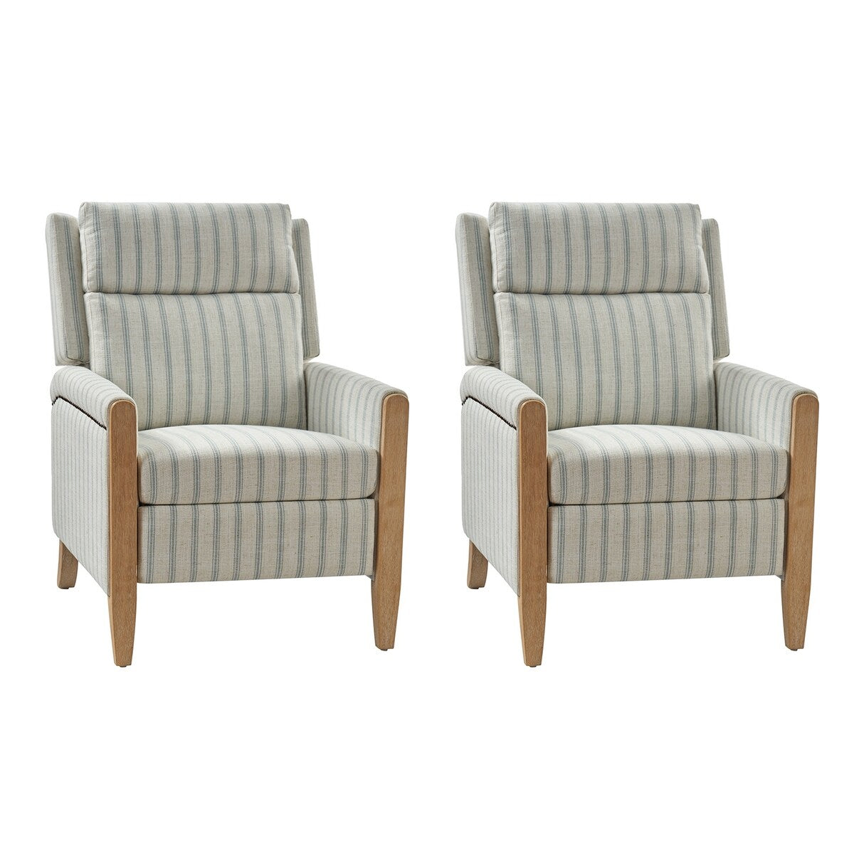 Poltrona reclinabile manuale Suares Transitional Nailhead con gambe in legno massello, set da 2 di HULALA HOME