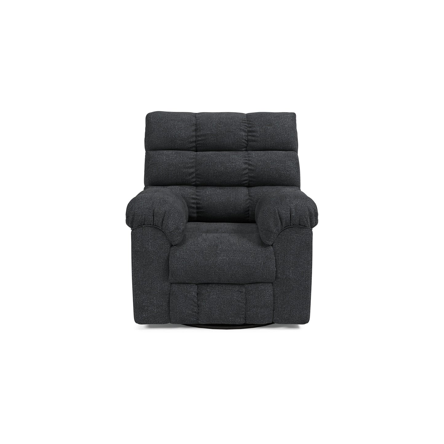 Poltrona reclinabile manuale girevole Sub, in poliestere trapuntato color biscotto blu marino