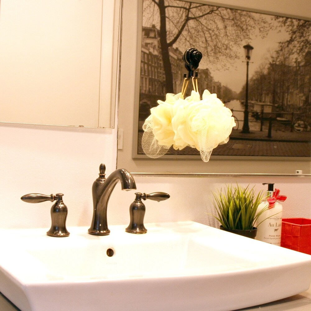 Ganci a ventosa per doccia e cucina, organizer per pareti in luffa, set da 2