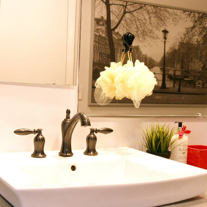 Ganci a ventosa per doccia e cucina, organizer per pareti in luffa, set da 2