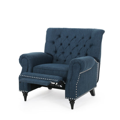 Poltrona reclinabile Sunapee in tessuto e legno di gomma con finiture a borchie di Christopher Knight Home