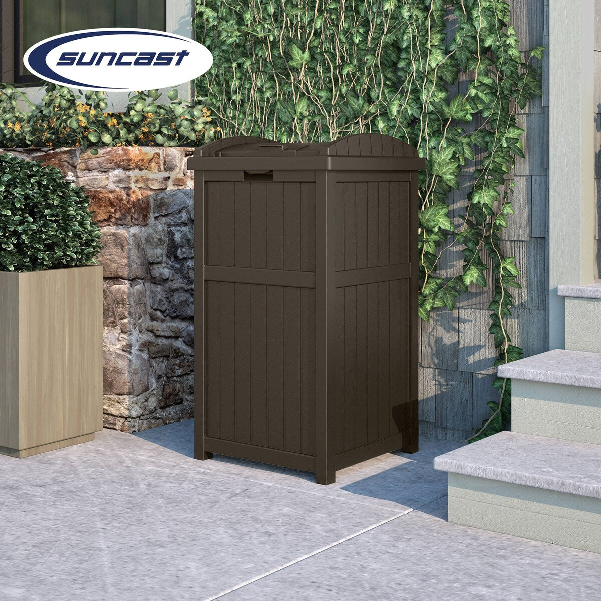 Suncast 30 Gallon Hideaway Trash, bidoni per rifiuti per esterni e cyberspazio