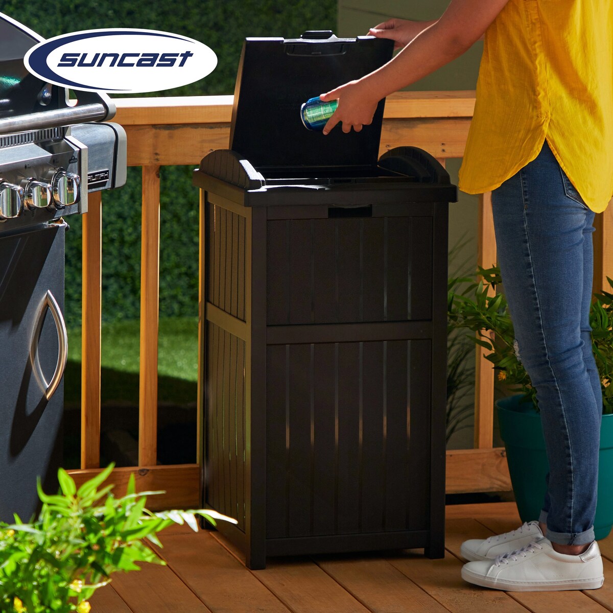 Suncast 30 Gallon Hideaway Trash, bidoni per rifiuti per esterni e cyberspazio