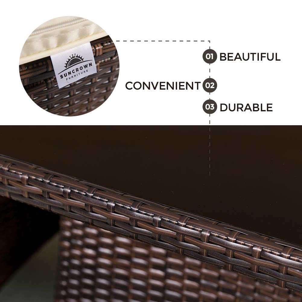 Set da pranzo quadrato in vimini per esterni Navi da 5 pezzi di Havenside Home