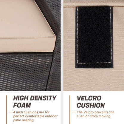 Set di divani componibili in rattan marrone da 6 pezzi Suncrown per esterni con tavolo