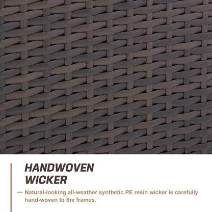 Set di divani componibili in rattan marrone da 6 pezzi Suncrown per esterni con tavolo