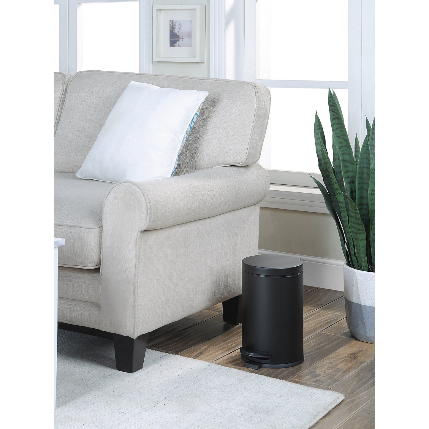 Pattumiera rotonda SunnyPoint da 4,5 litri/1,2 galloni con secchio interno in plastica; per bagno, ufficio e camera da letto, con apertura a pressione e chiusura lenta