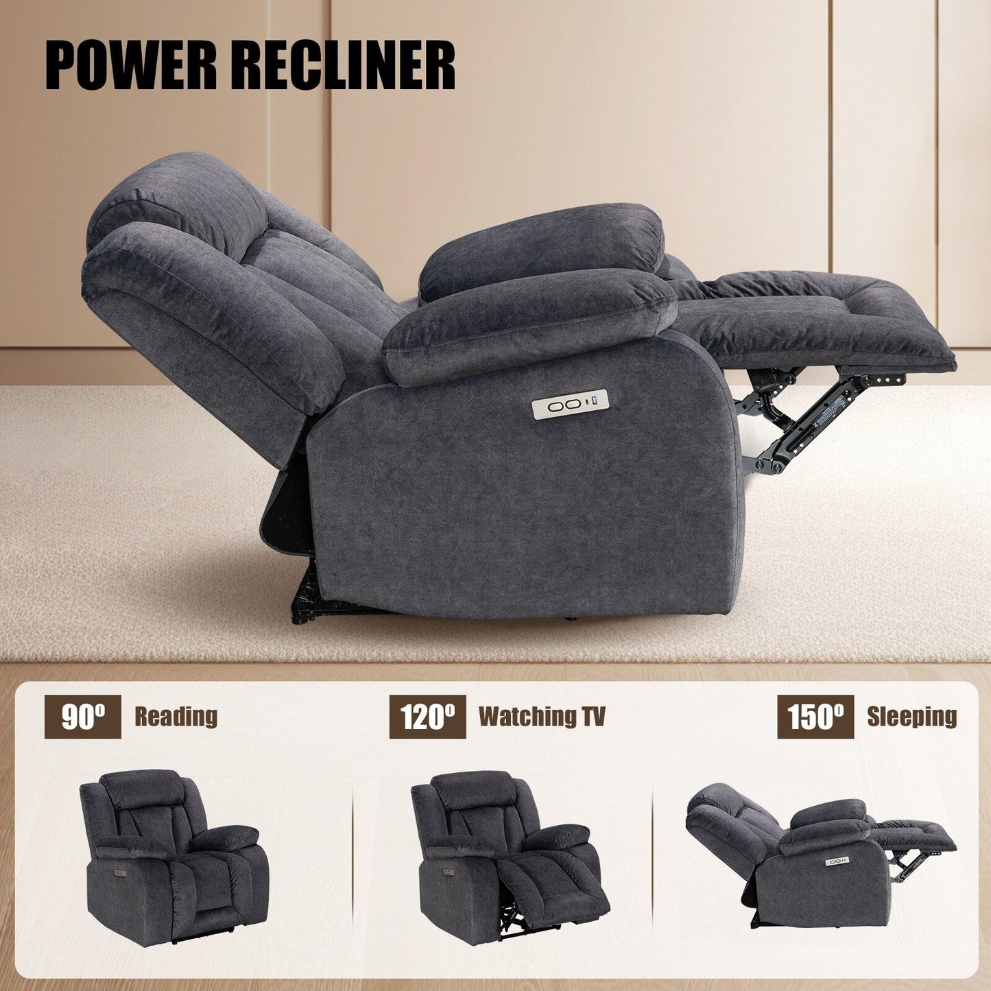 Poltrona reclinabile riscaldabile e massaggiante di dimensioni standard super confortevole