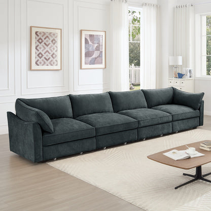 Divano a 4 posti super grande, largo e profondo, con cassetto estraibile sotto ogni seduta