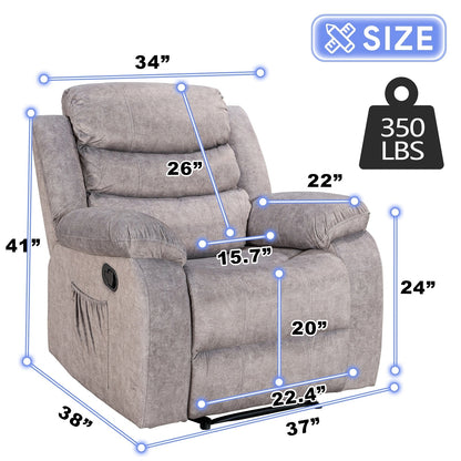 Poltrona reclinabile manuale super morbida, riscaldata e massaggiante