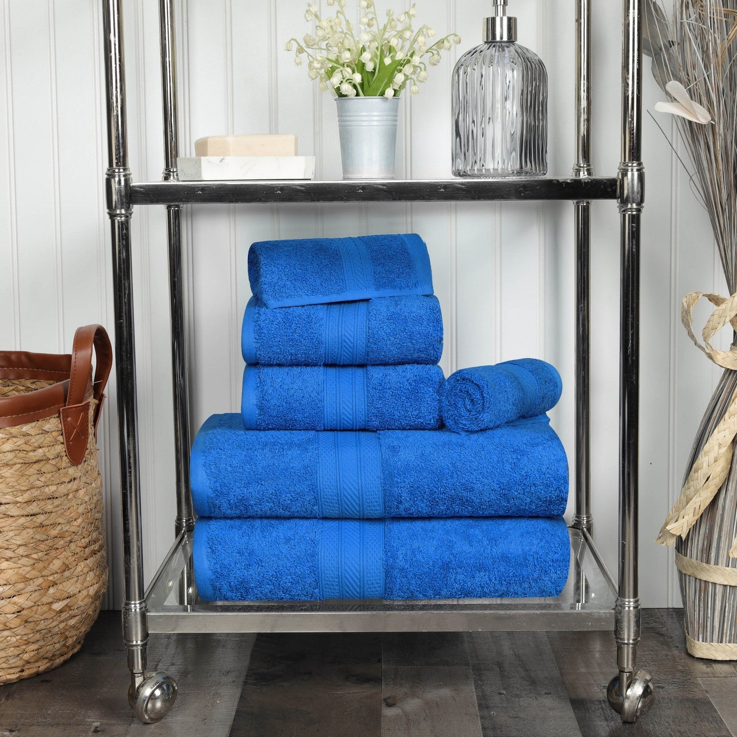 Set di asciugamani di qualità superiore in cotone pettinato a fibra lunga, 6 pezzi