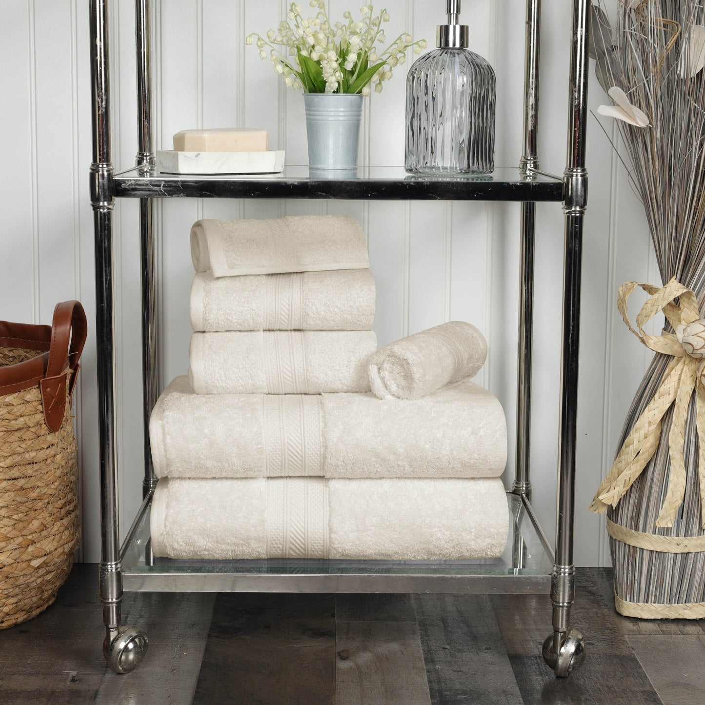 Set di asciugamani di qualità superiore in cotone pettinato a fibra lunga, 6 pezzi