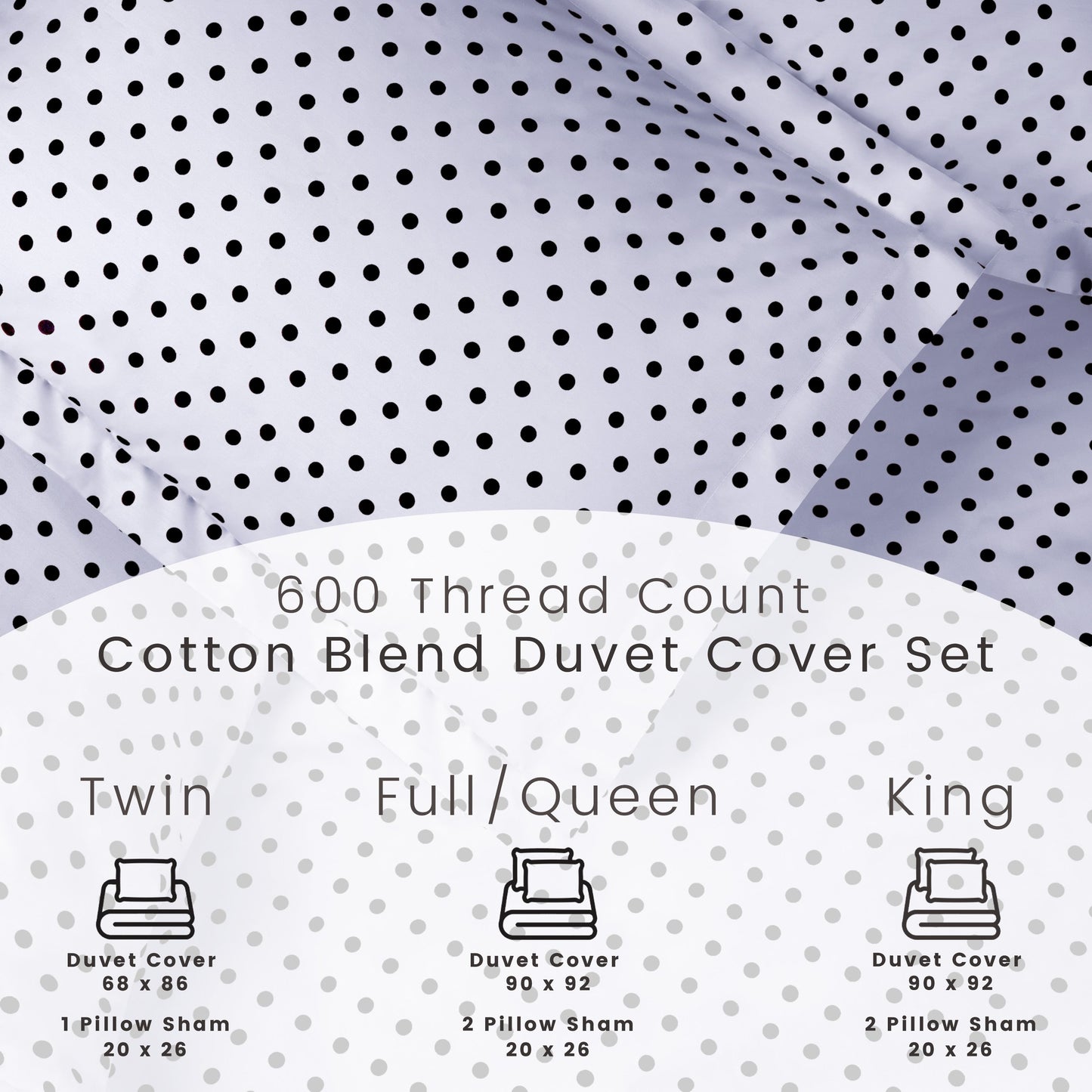 Set copripiumino in misto cotone a pois 600 fili Superior Thread Count