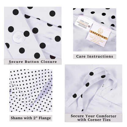 Set copripiumino in misto cotone a pois 600 fili Superior Thread Count