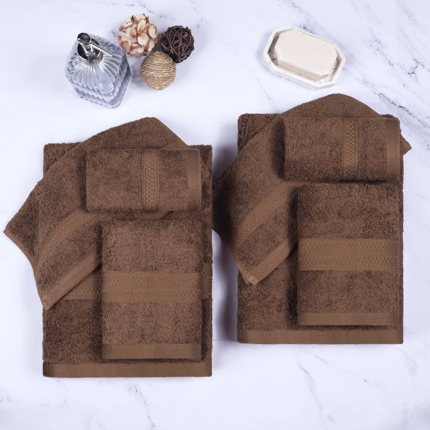 Set di asciugamani da bagno di qualità superiore, 8 pezzi, in rayon di bambù e cotone