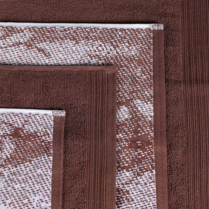 Set di 10 asciugamani in cotone ad asciugatura rapida, tinta unita e marmorizzati